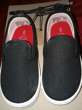 Wonder Nation  Casual Slip-On Sneakers Canvas Black  Size 6 Toddler